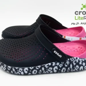 Crocs literide noir et rose avec semelle mouchtè